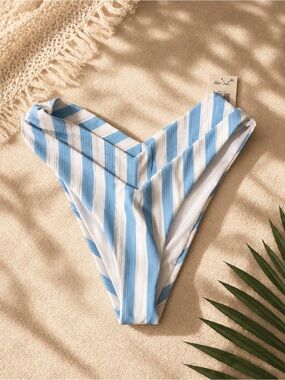 Raisins Blue & White V‑Front Bikini Bottom